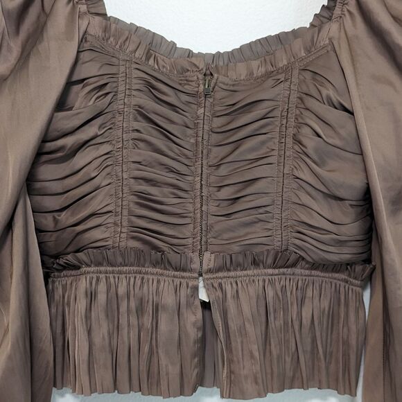 NWT Ulla Johnson Mia Satin Sweetheart Blouse in Mica - Picture 11 of 14